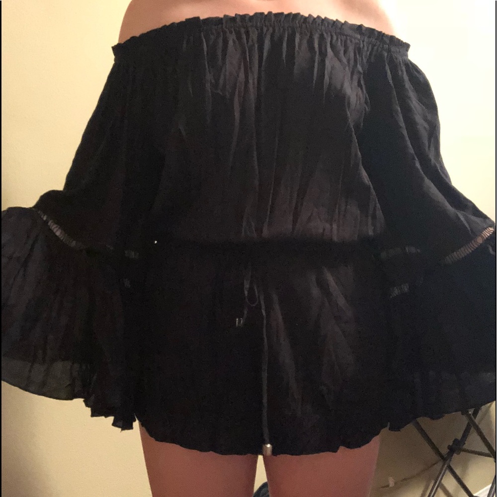 off the shoulder black romper!